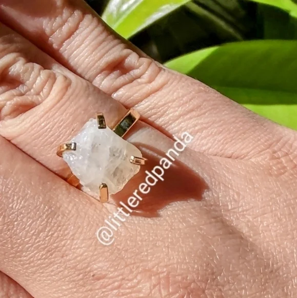 Moonstone genuine raw ring - Picture 2 of 6